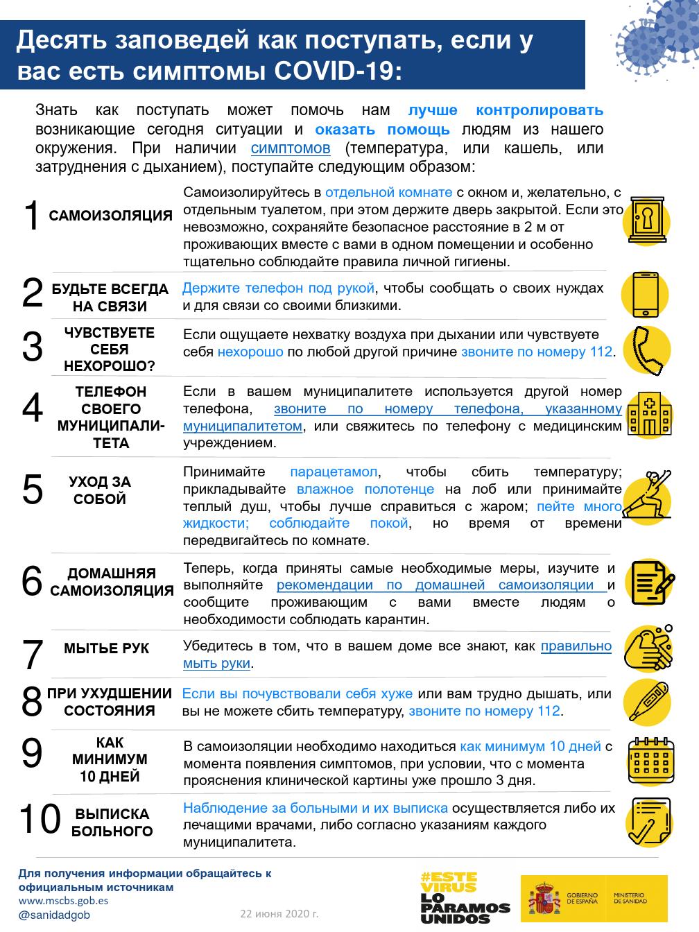 Десять заповедей как поступать, если у вас есть симптомы COVID-19: