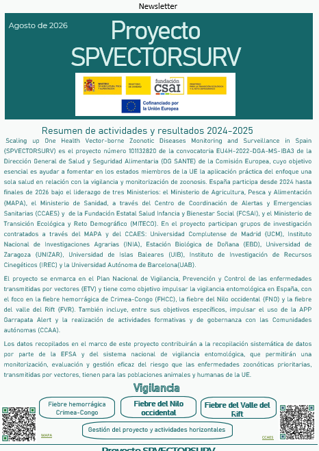 Newsletter del proyecto SPVECTORSURV (2024-2026). Agosto 2026