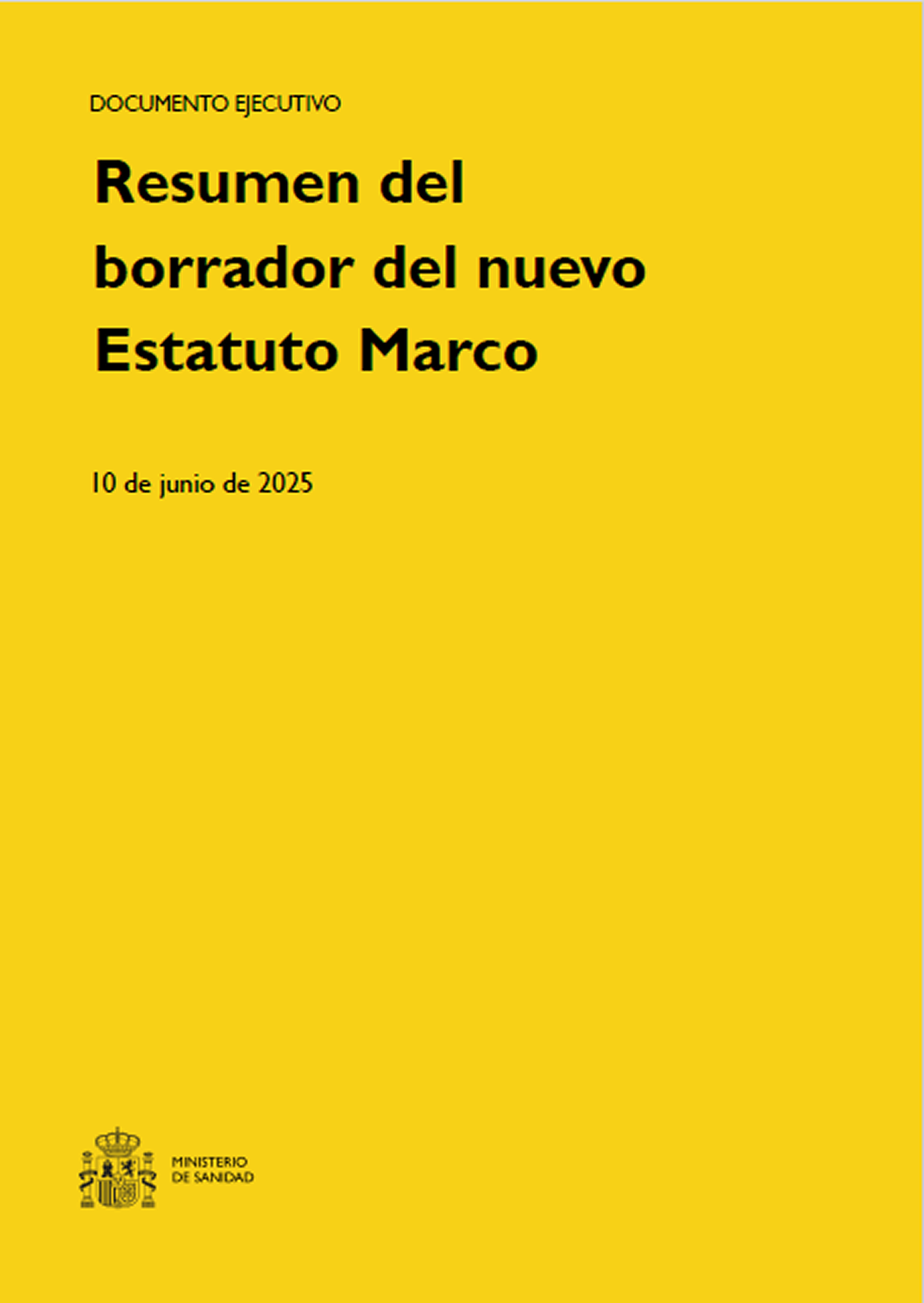 Portada del Documento resumen del borrador el Estatuto Marco