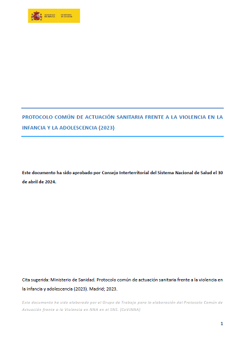 Protocolo Común de Actuación Sanitaria frente a la Violencia en la Infancia y Adolescencia