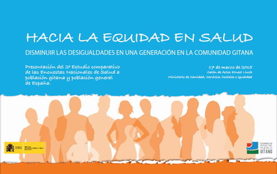 Cartel de la Jornada Hacia la Equidad en Salud: Disminuir las desigualdades en una generación en la comunidad gitana
