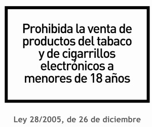 Prohibida la venta de productos del tabaco y de cigarillos electrónicos a menores de 18 años