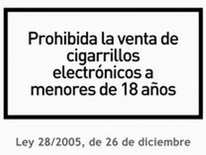 Prohibida la venta de cigarillos electrónicos a menores de 18 años