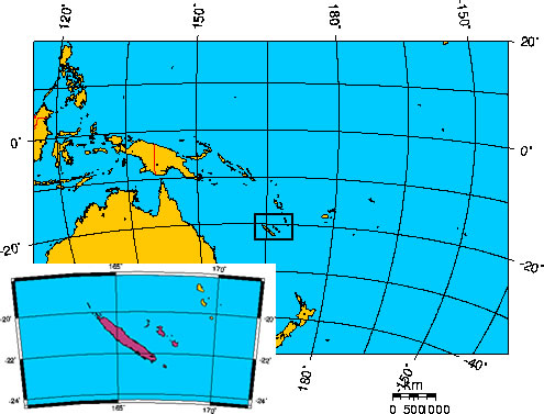 Mapa de NUEVA CALEDONIA y DEPENDENCIAS