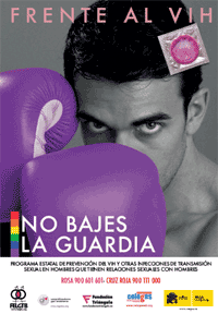 Cartel campaña. Frente al VIH, no bajes la guardia