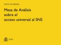 13/03/2026 - Sanidad crea la Mesa de Análisis para analizar el acceso universal efectivo al Sistema Nacional de Salud