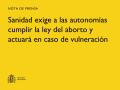 03/07/2025 - Sanidad exige a las autonomías cumplir la ley del aborto y actuará en caso de vulneración