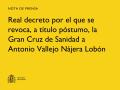 03/07/2026 - El Gobierno retira la Gran Cruz de Sanidad al psiquiatra Antonio Vallejo Nájera por su papel en la represión franquista