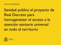 26/09/2025 - Sanidad publica el proyecto de Real Decreto para homogeneizar el acceso a la atención sanitaria universal en todo el territorio
