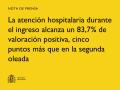 17/12/2025 - La atención hospitalaria durante el ingreso alcanza un 83,7% de valoración positiva, cinco puntos más que en la segunda oleada