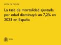 10/12/2025 - La tasa de mortalidad ajustada por edad disminuyó un 7,2% en 2023 en España