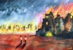 Autor: Bruno Nacif Pintura casas en llamas