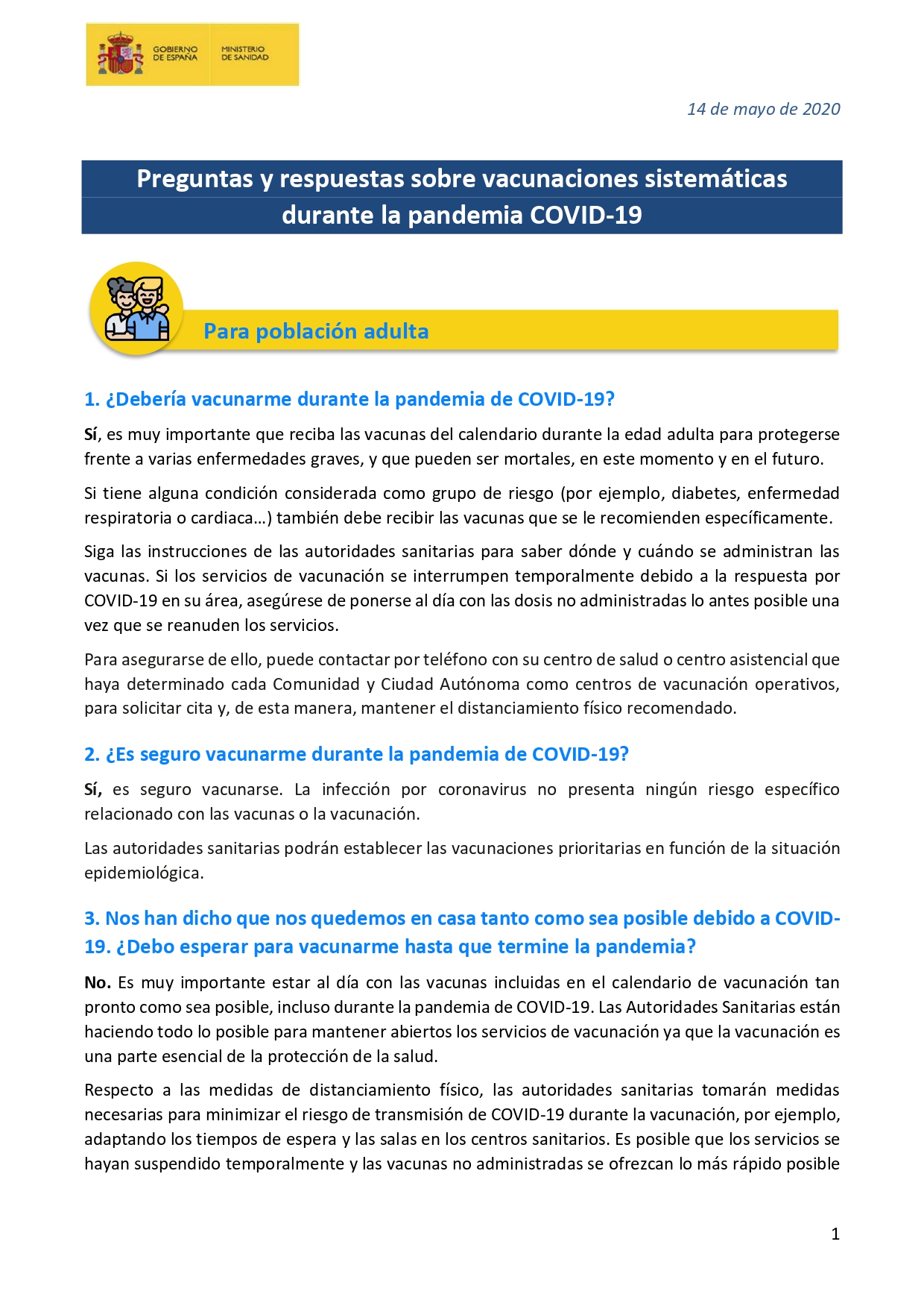 Vacunación durante estado de alarma
