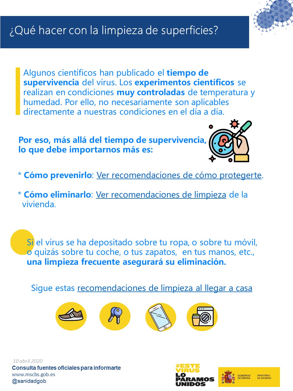 ¿Qué hacer con la limpieza de superficies?