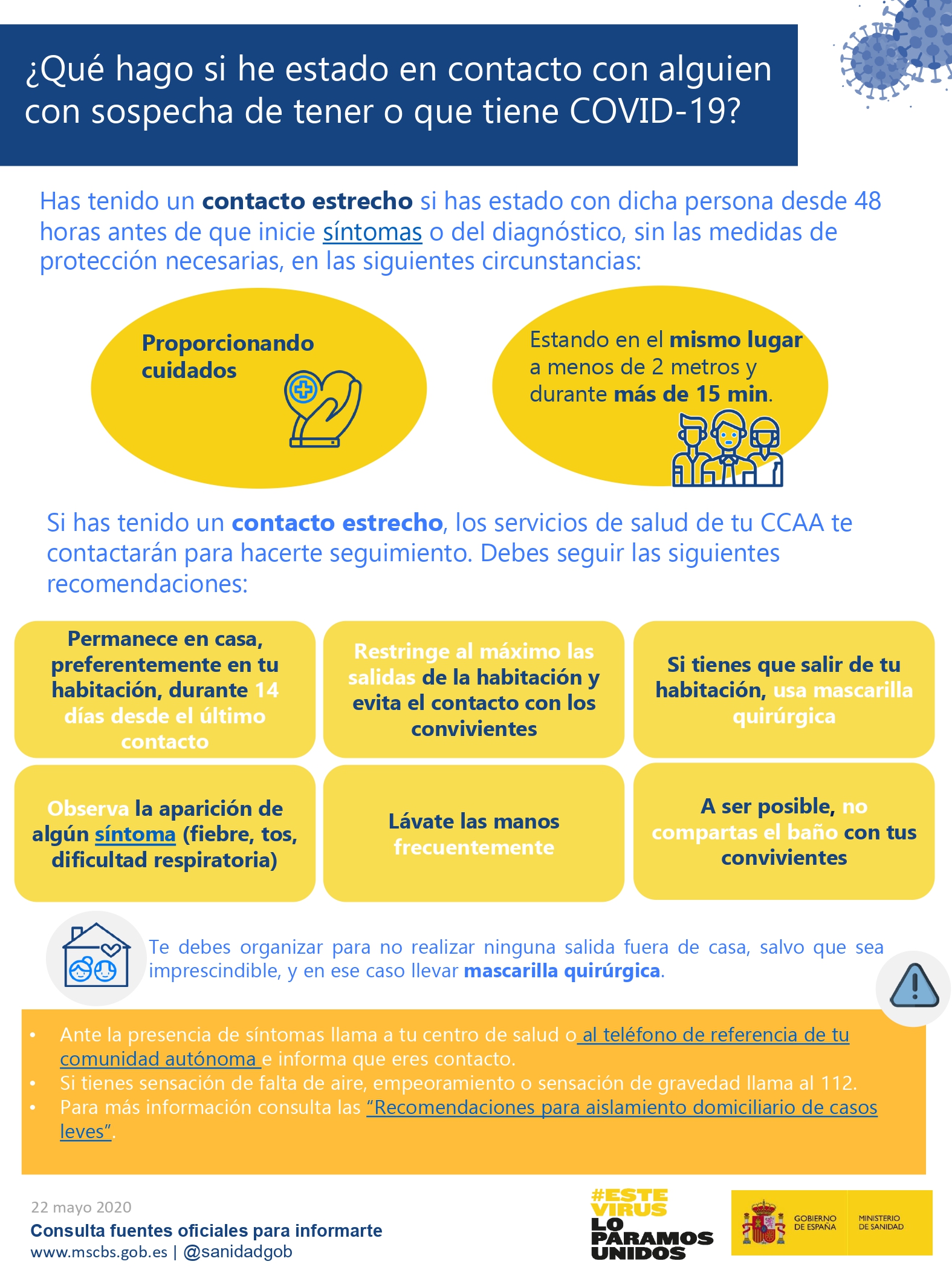 Si tienes síntomas, aíslate