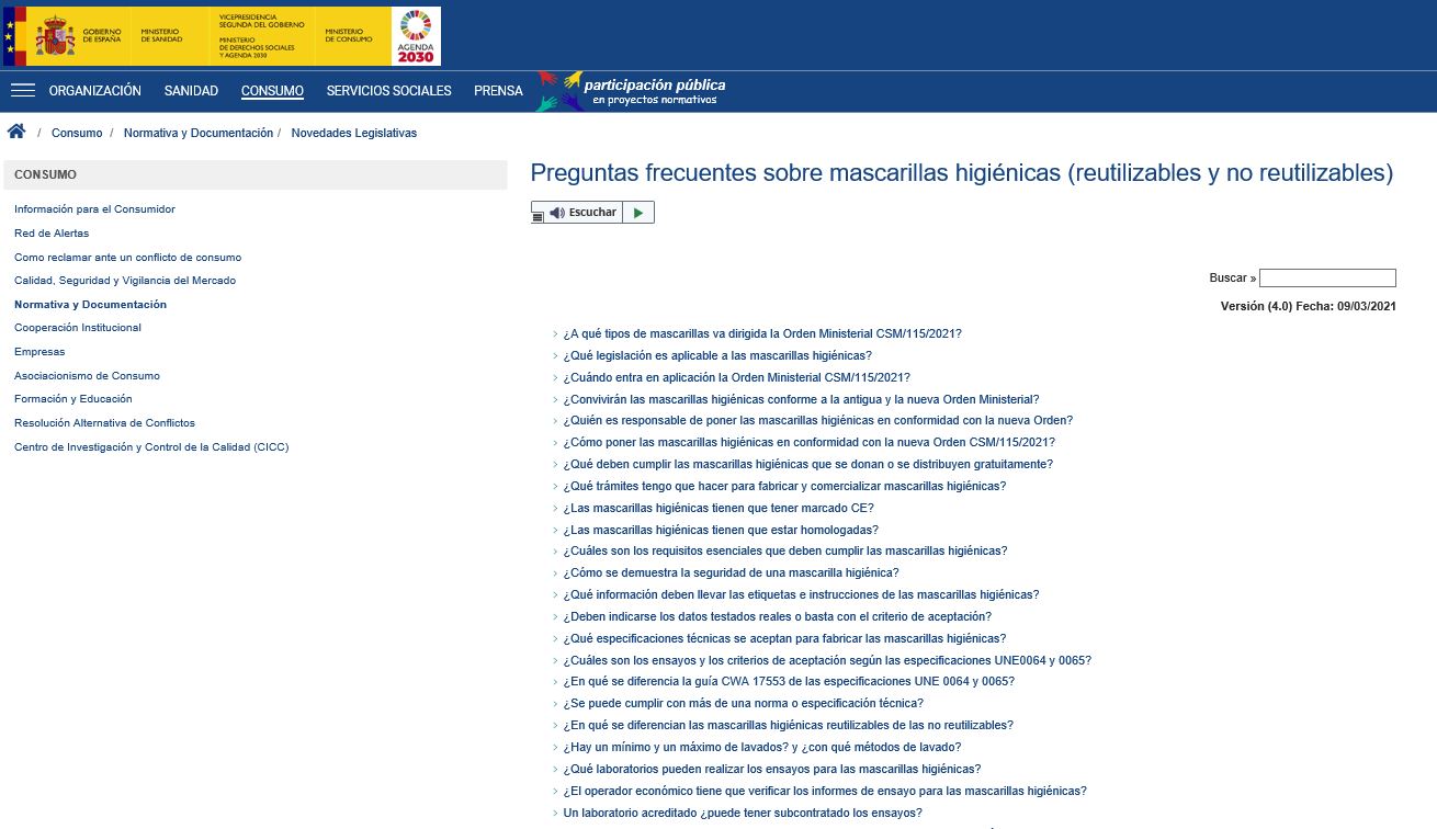 Preguntas frecuentes sobre mascarillas higiénicas (reutilizables o no reutilizables)