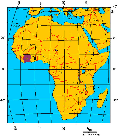 Mapa de COSTA DE MARFIL (Cte d'Ivoire